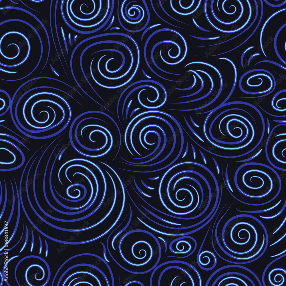Abstract waves background. Seamless pattern with bright swirls.