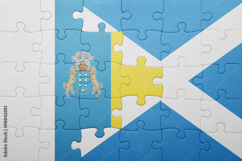 puzzle with the national flag of canary islands and scotland