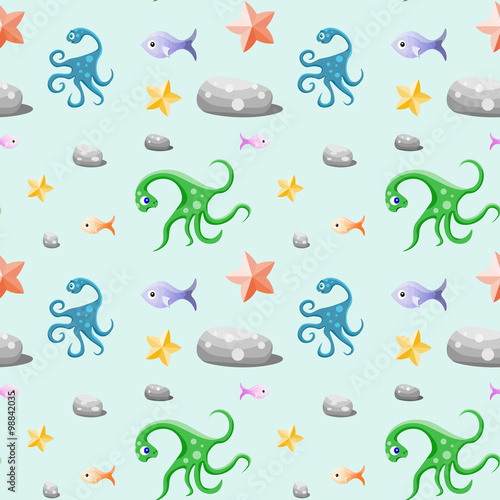 Deep-sea life seamless pattern