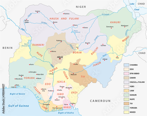 nigeria map of the principal lingustic groups photo