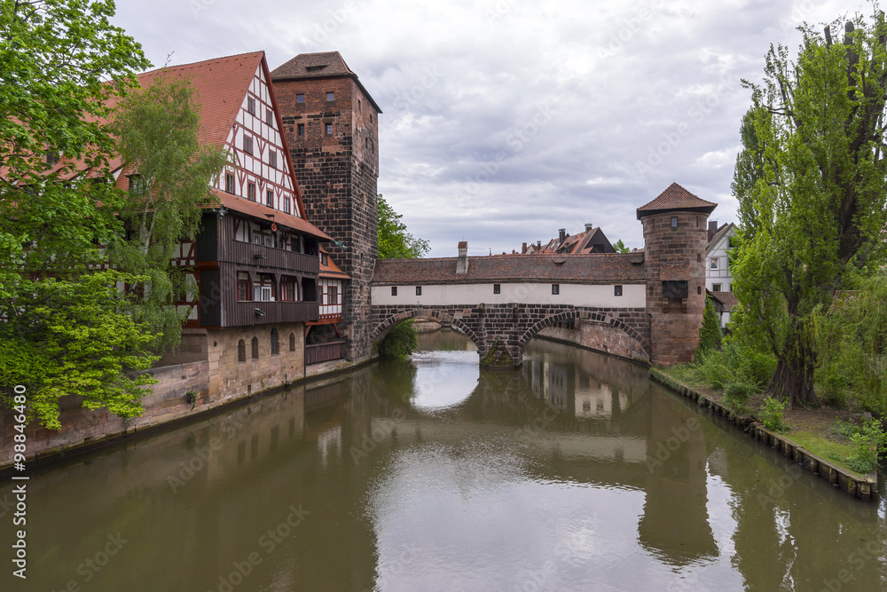 Street view of Nuremberg, the second-largest city in Bavaria, Germany.