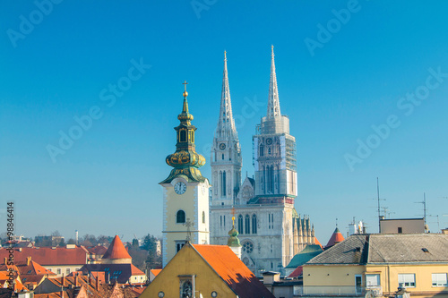 Towers of Zagreb cathedral from Upper town