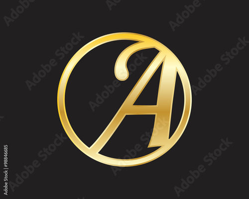 A Circle Gold initial letter Logo