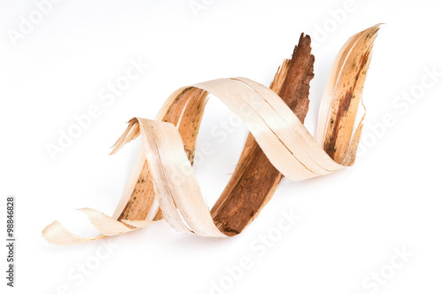 Bark. Wood shavings in a carpenter's masterpiece.