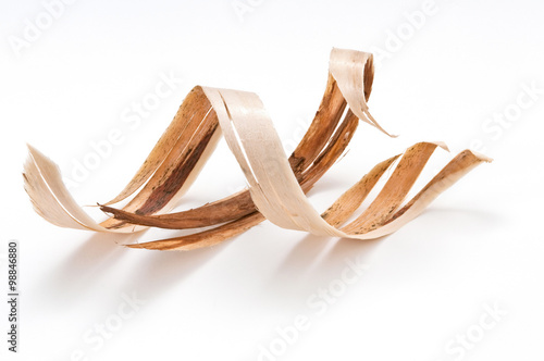 Bark. Wood shavings in a carpenter's masterpiece.