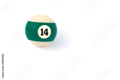 Billiard ball fourteen isolated on a white background