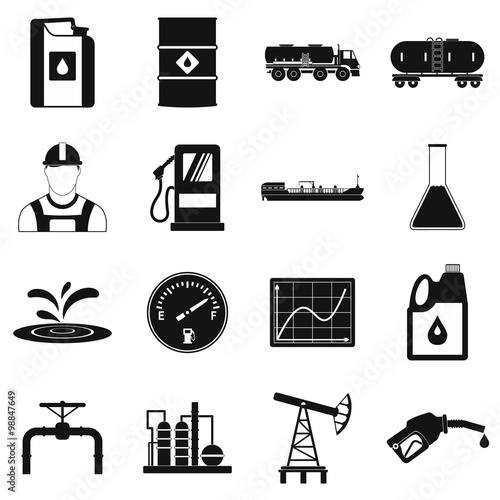 Oil industry simple icons set
