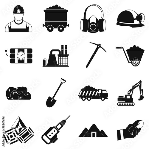 Mining icons simple set