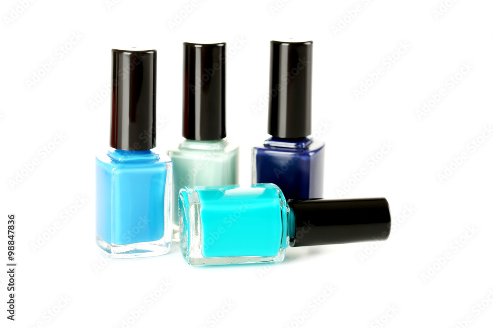 Bottles of nail polish isolated on a white Bottles of nail polish isolated on a white
