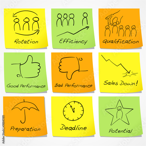 Doodle Illustration On Sticky Notes For Management