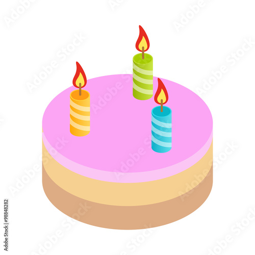 Birthday cake isometric 3d icon