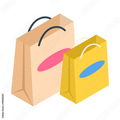 Shopping bags isometric 3d icon