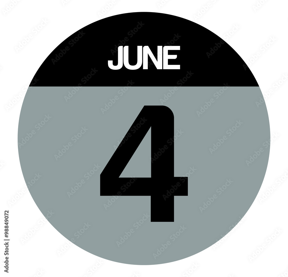 Fototapeta premium 4 june calendar circle