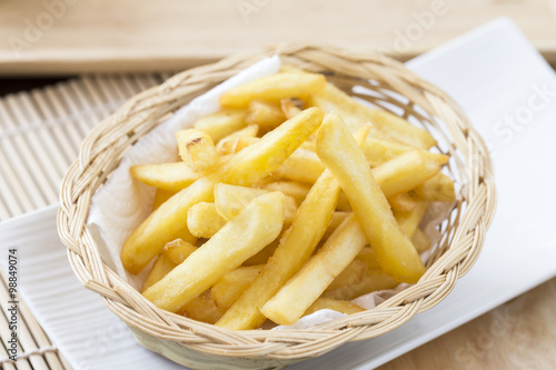 Traditional French fries on the table