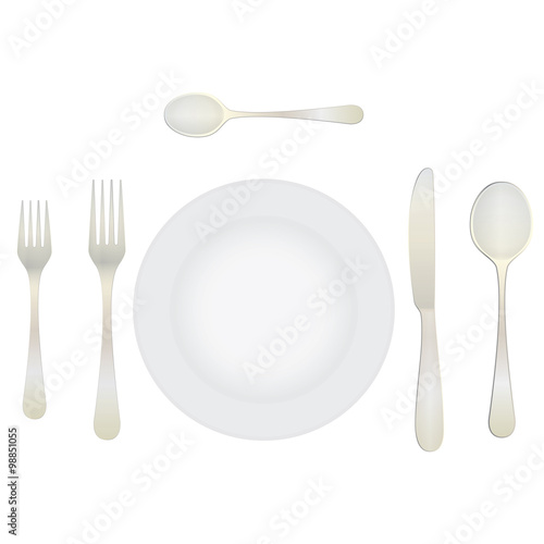 Cutlery and crockery on the table.