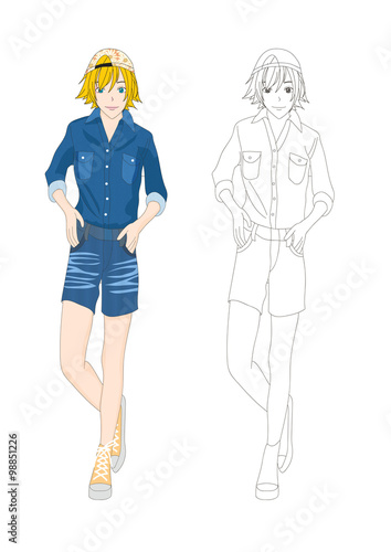 Girl Denim Fashion Caucasia...
