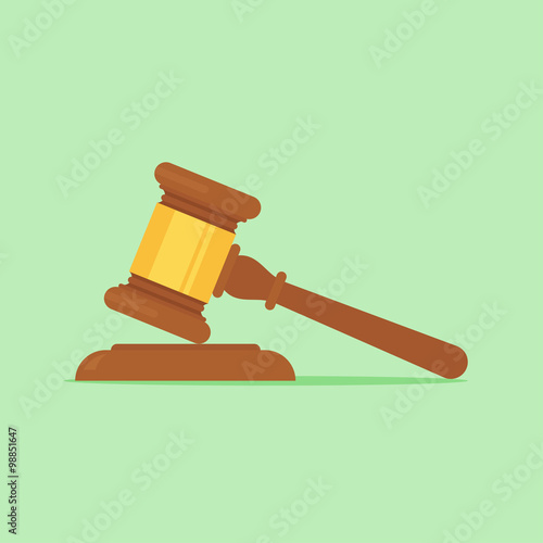 Judge gavel vector flat illustration 