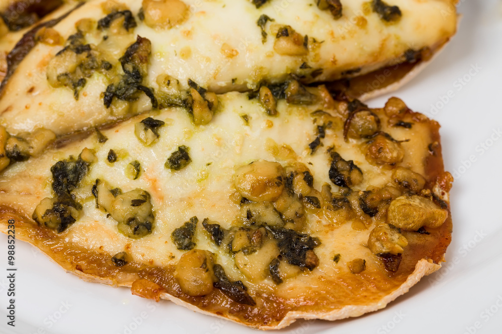 Closeup of delicious roasted fish fillets. Closeup of delicious roasted fish fillets.
