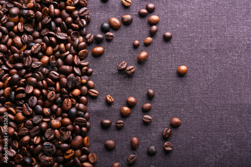 Roasted coffee grains  close-up