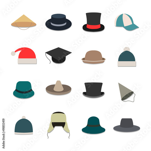 Icons hats, vector illustration.