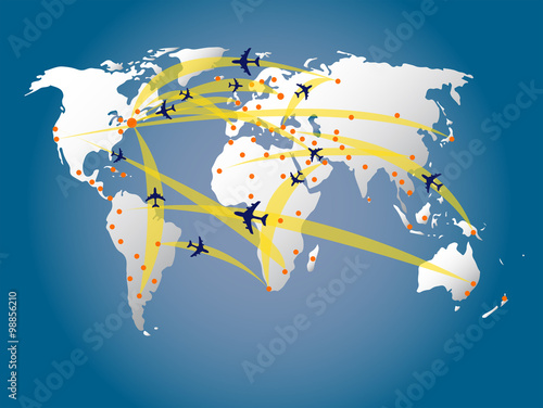 world map air traffic