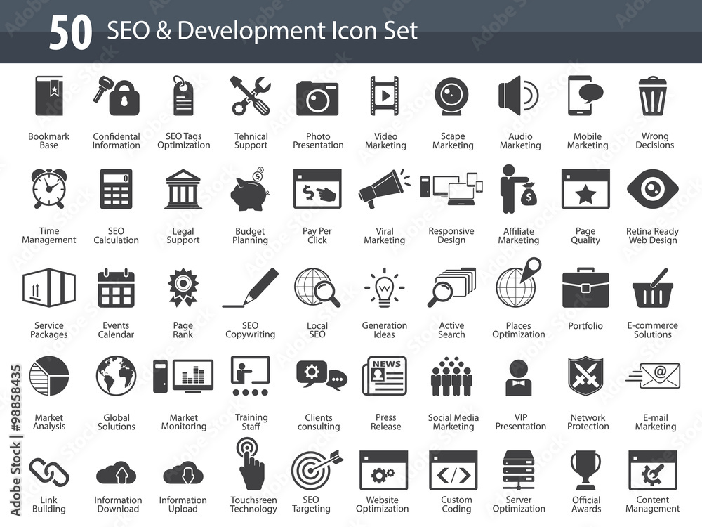 Set of SEO and Development icons Set of SEO and Development icons