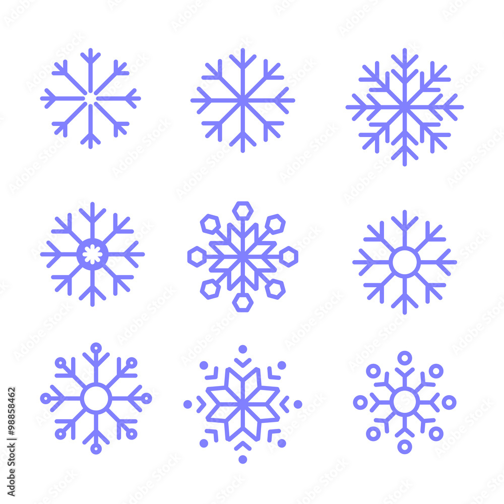set of icon vector snowflakes