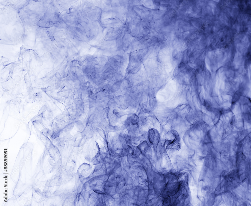 blue smoke on a white background. inversion blue smoke on a white background. inversion