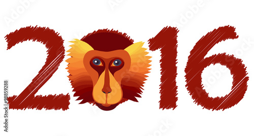 Vector fire monkey, symbol of New Year 2016