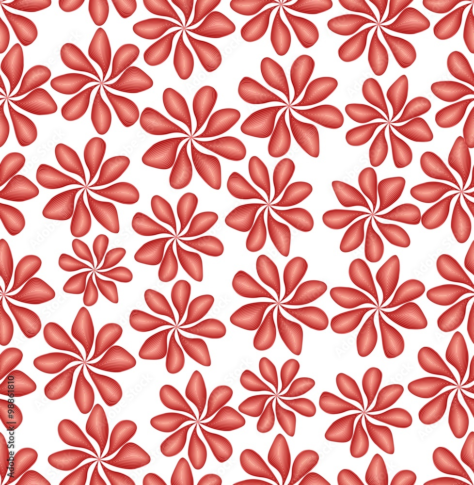 Classic red flower patterns on white background. Seamless abstract vector background Classic red flower patterns on white background. Seamless abstract vector background