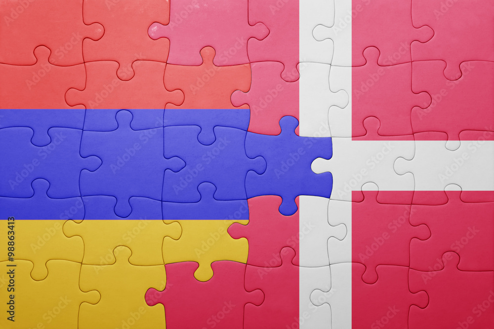 puzzle with the national flag of armenia and denmark puzzle with the national flag of armenia and denmark