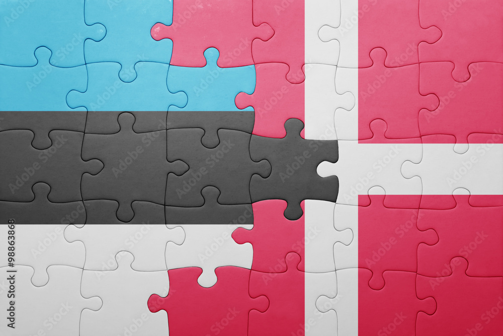 puzzle with the national flag of estonia and denmark puzzle with the national flag of estonia and denmark