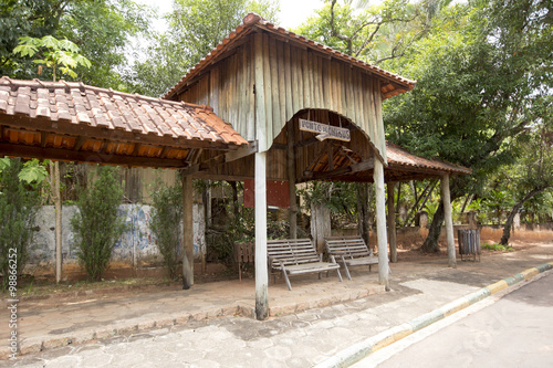 bus stop on countryside in brazil