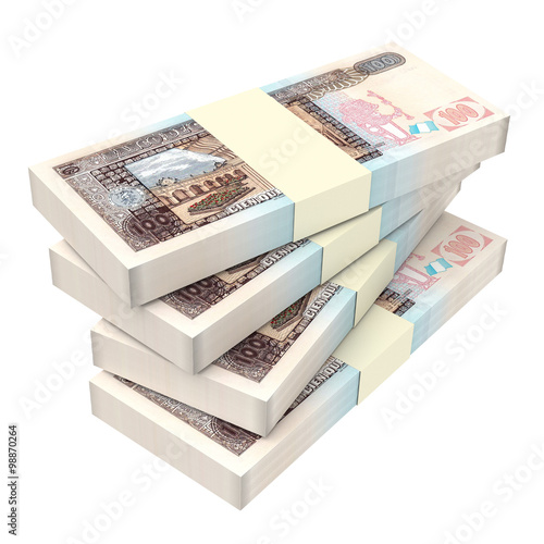 Guatemalan quetzal bills isolated on white background. Computer generated 3D photo rendering.