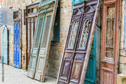 Ancient doors and door frames being restored, Jaffa (Japho or Jopa)