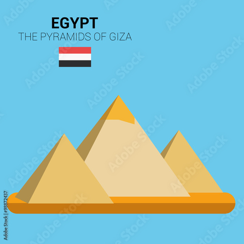 Vector illustration of  The Pyramids of Giza (Egypt). Monuments and landmarks Collection. EPS 10 file compatible and editable.