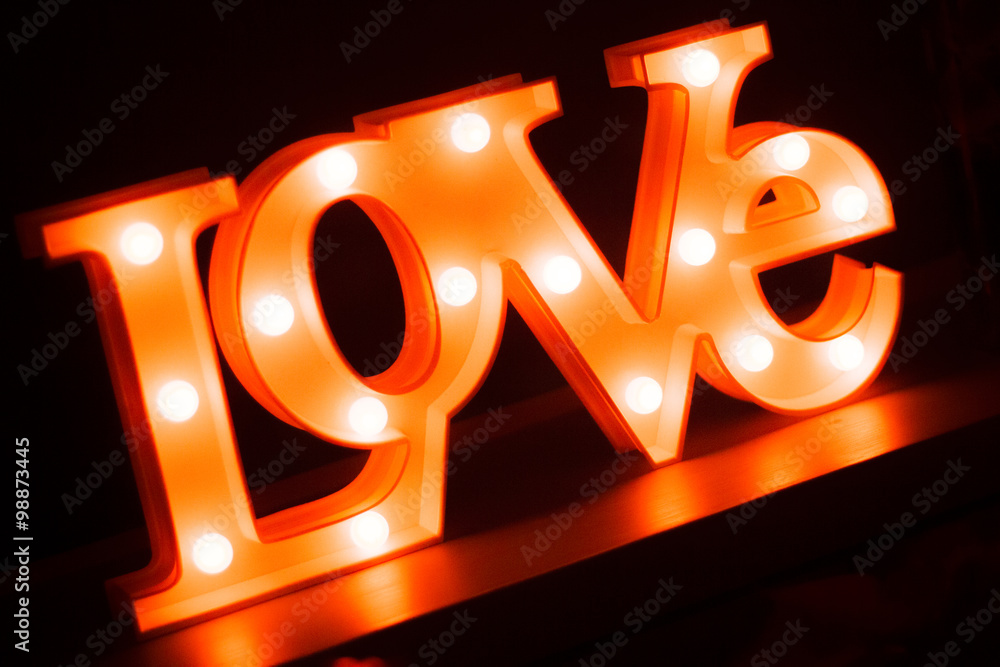 Romantic neon love sign at night Romantic neon love sign at night