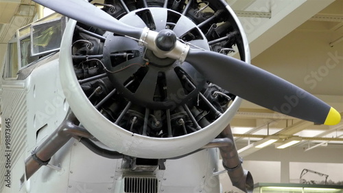 A big airjet propeller in a display. The airjet is one of the displays in a science fair photo