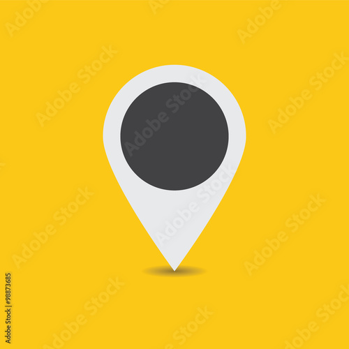 White map pointer icon on yellow