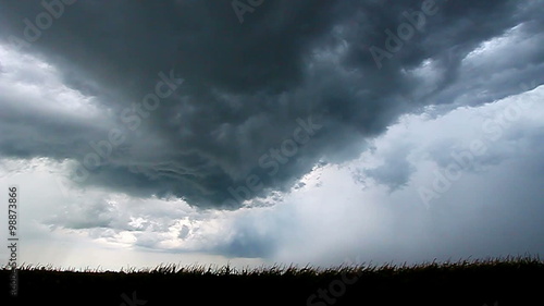 Severe thunderstorm and lightning over the farmlands of central Illinois photo