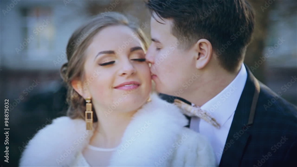 Beautiful wedding the young couple in the park Beautiful wedding the young couple in the park