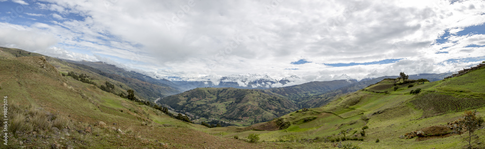 Fototapeta premium Snow covered mountain peak in the Cordillera Blanca, Peru