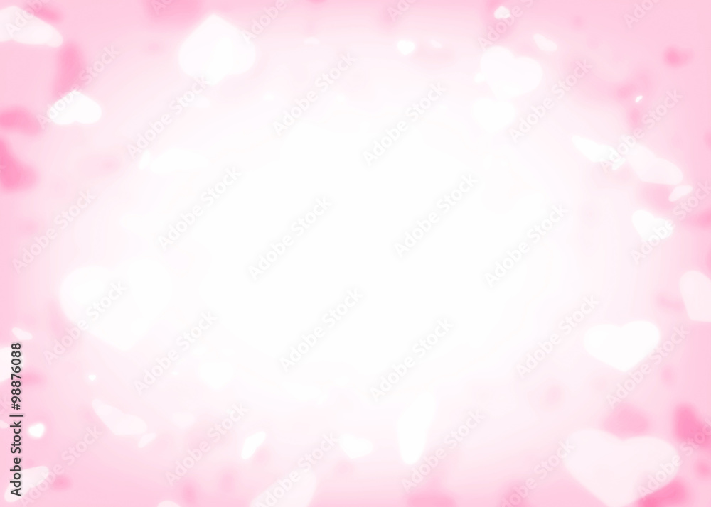 Glow Soft Hearts for Valentines Day soft pink Background, Blur and Select focus