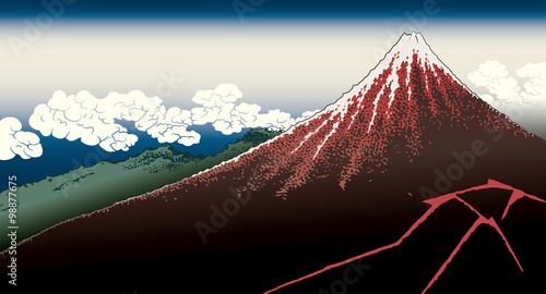 葛飾北斎 富嶽三十六景 山下白雨イメージ