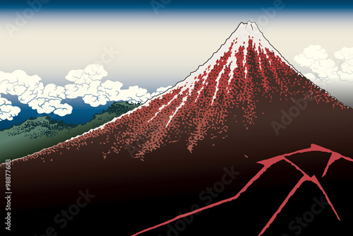 葛飾北斎 富嶽三十六景 山下白雨イメージ
