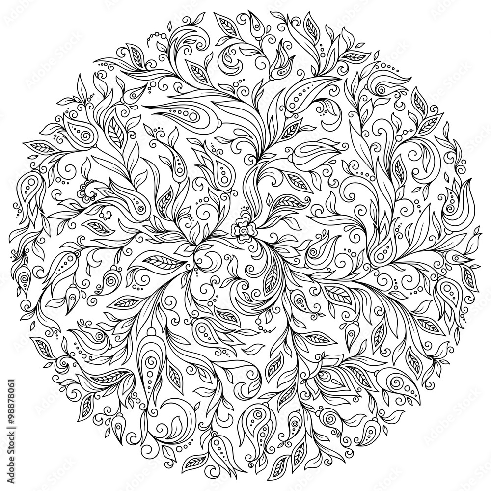 Obraz premium Pattern for coloring book. Floral, retro, doodle, design element