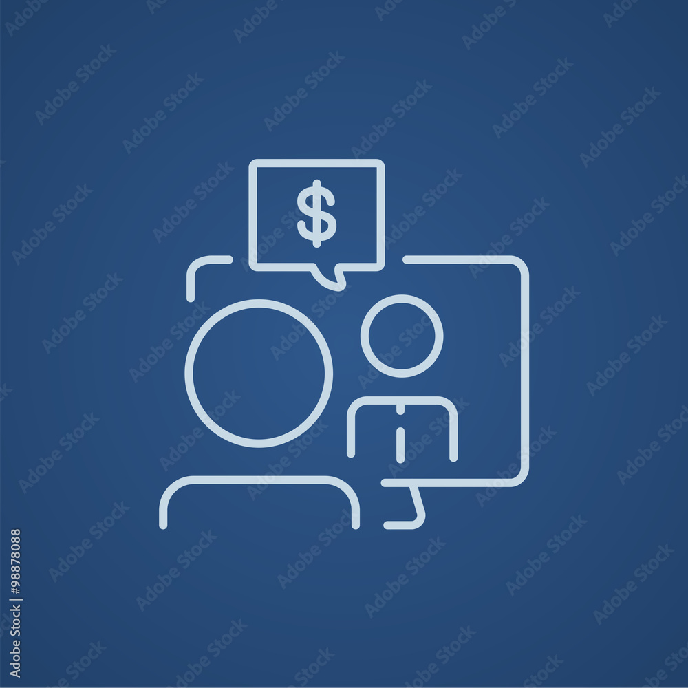 Business video negotiations line icon. Business video negotiations line icon.