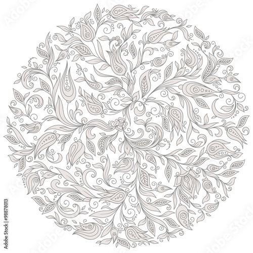 Vector Floral Background. Hand Drawn Ornament with Floral Wreath