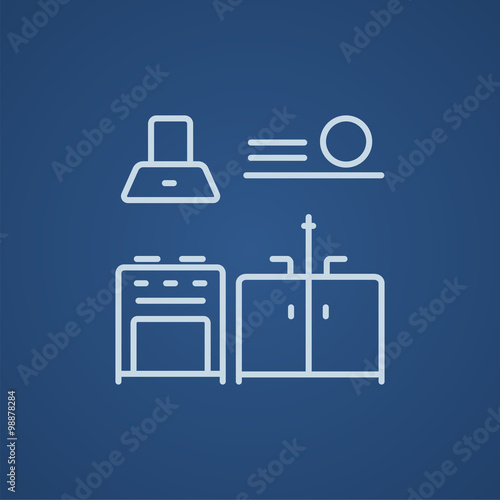Kitchen interior line icon.