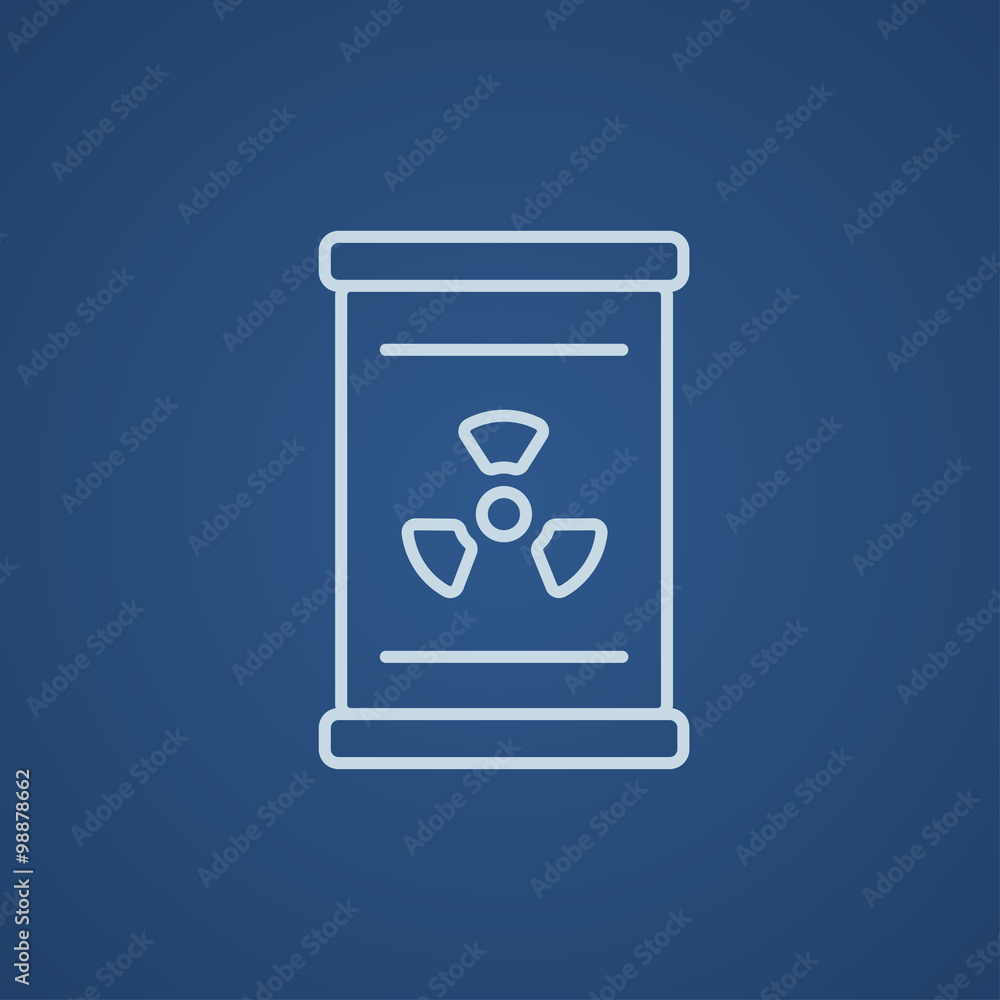 Barrel with ionizing radiation sign line icon. Barrel with ionizing radiation sign line icon.